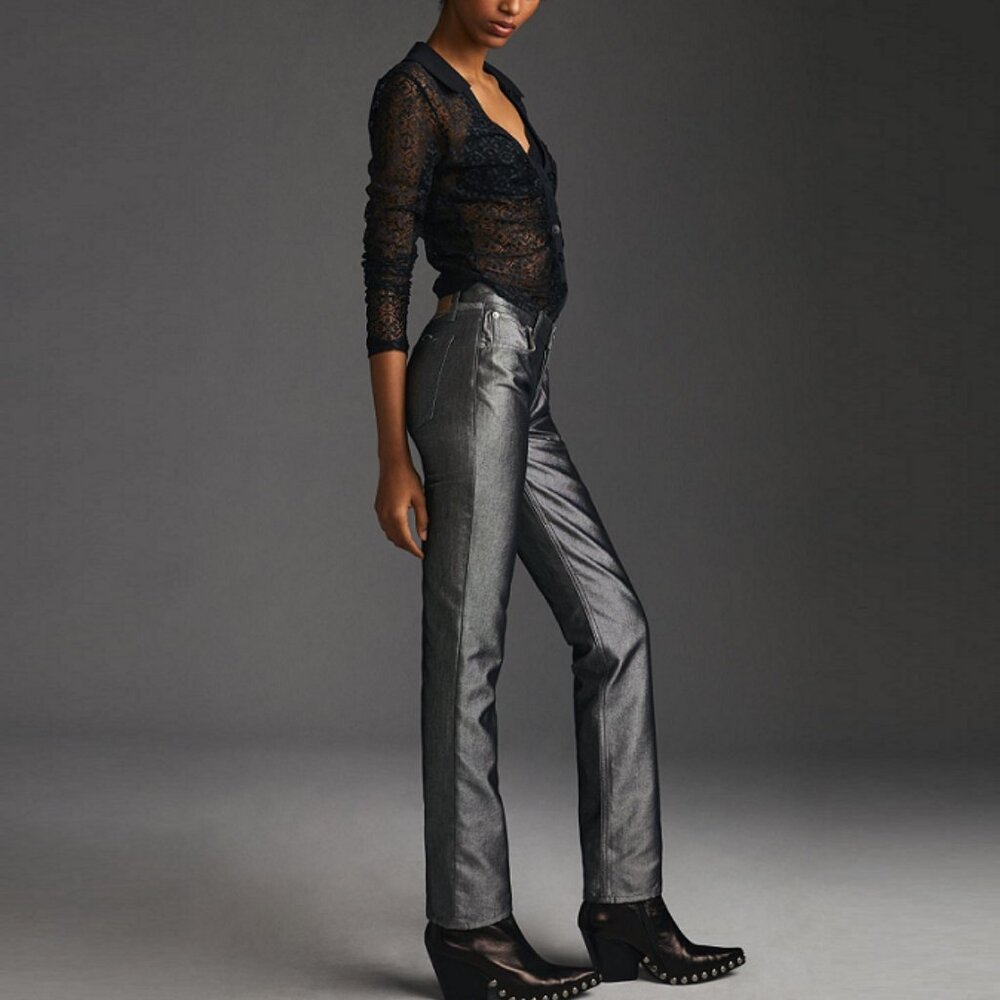 Rag & Bone Piper Low-Rise Straight Shine Pants Jeans